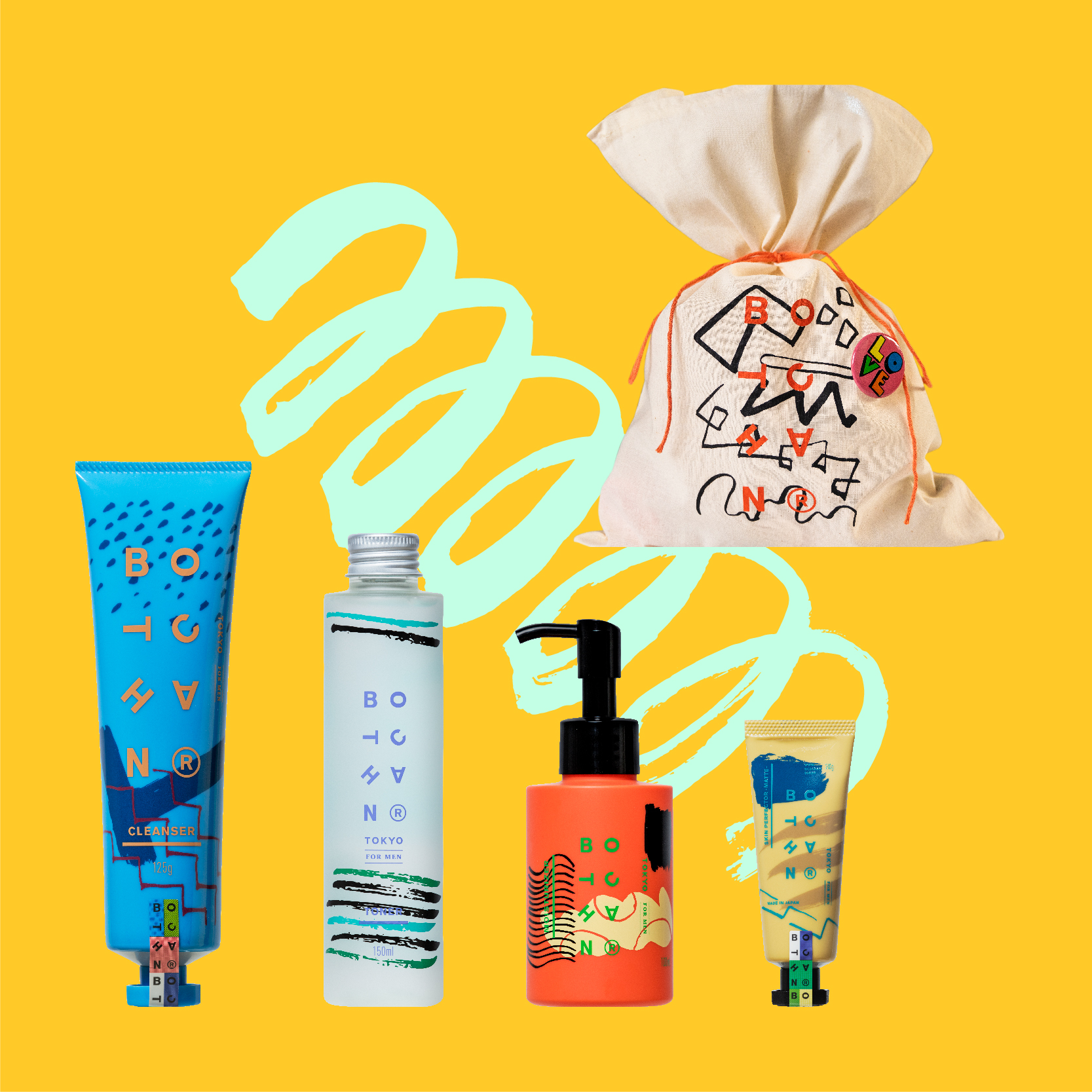 ボッチャン 定番ギフト (ジェントルクレンザー/フォレストトナー/フラワーモイスチャライザー/スキンパーフェクターマット)