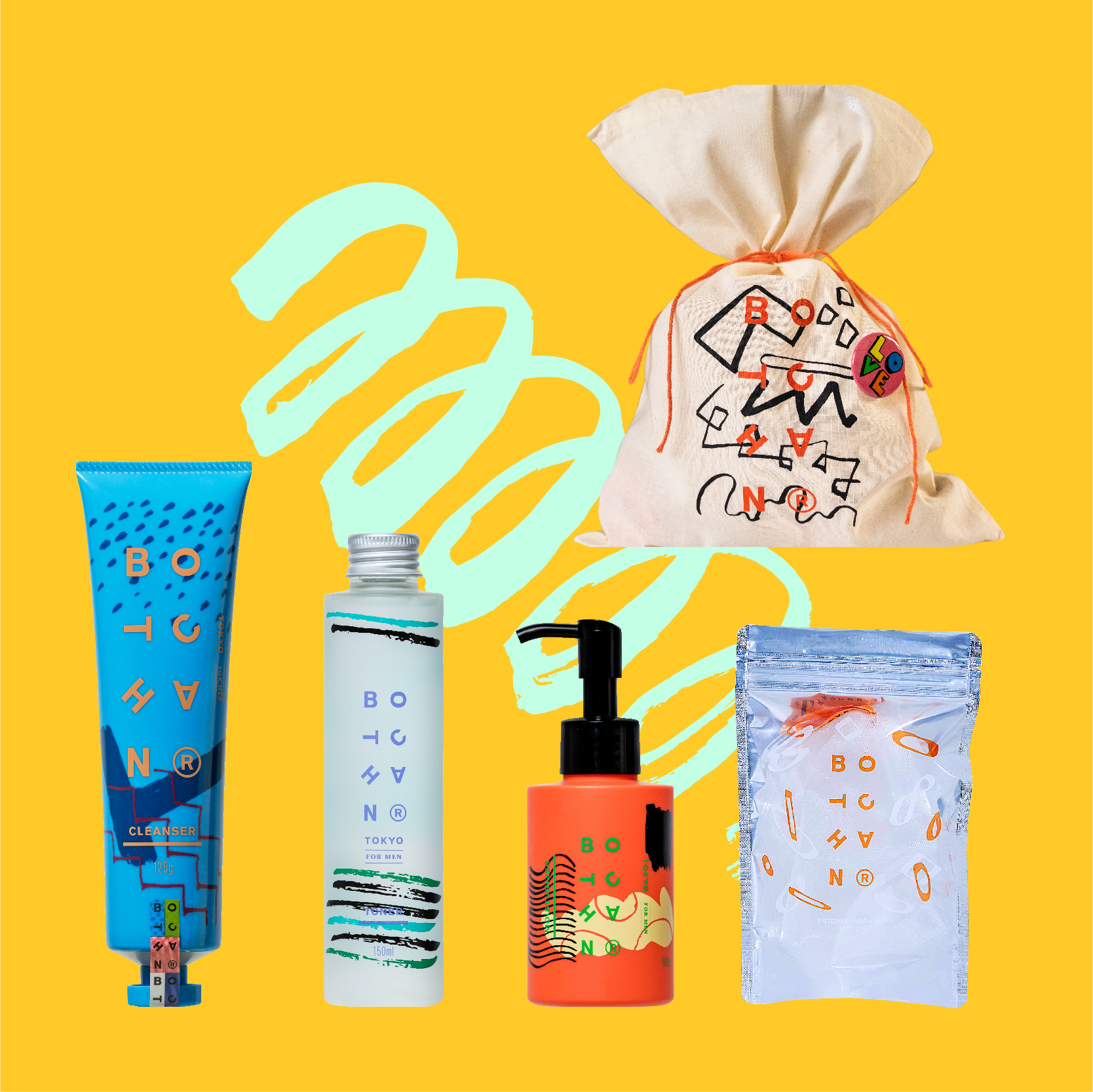 ボッチャン 定番ギフト (ジェントルクレンザー/フォレストトナー/フラワーモイスチャライザー/シャボンネット)